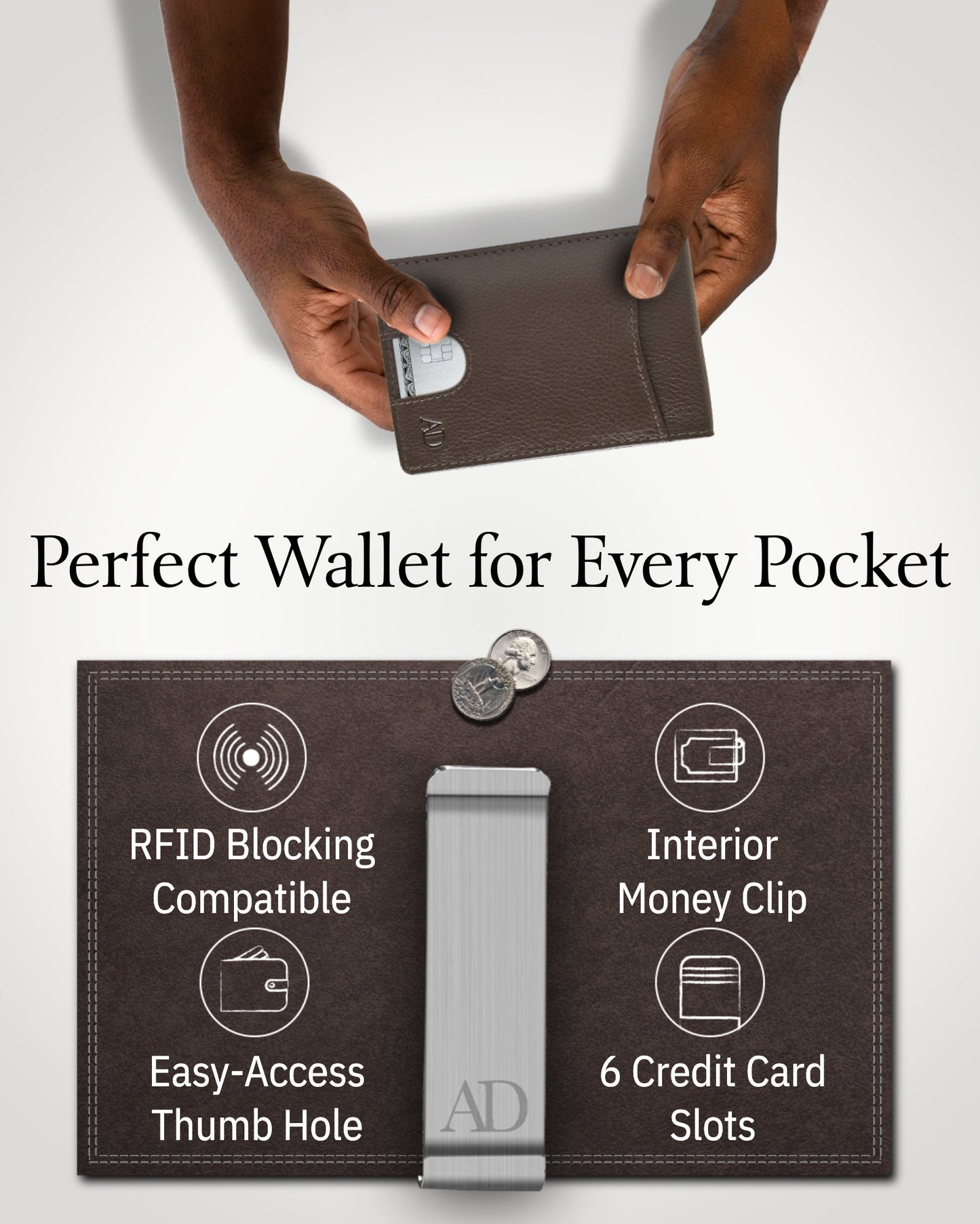 Slim Money Clip Bifold Wallet