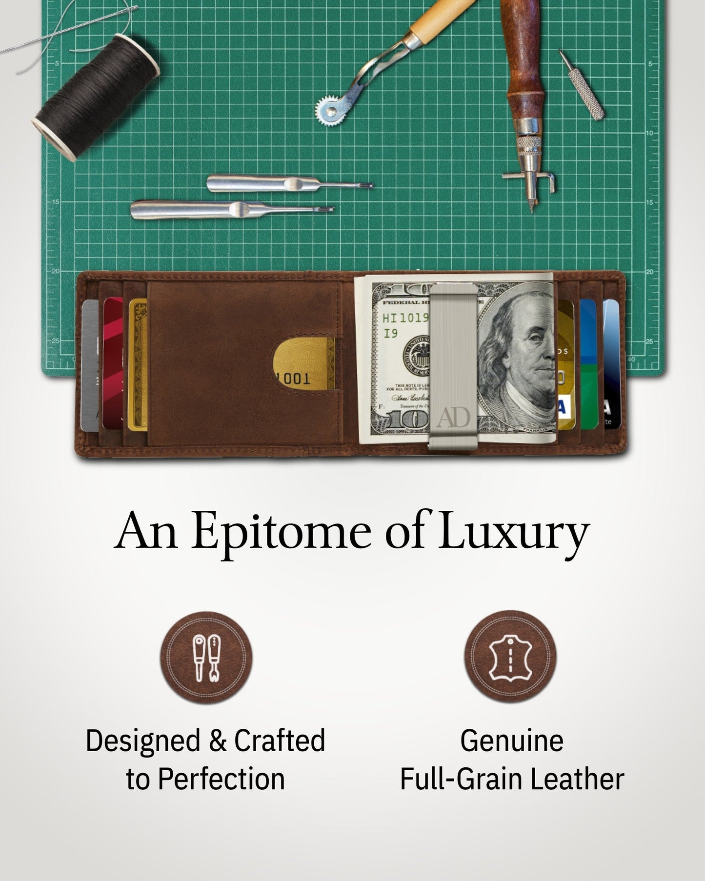 Slim Money Clip Bifold Wallet