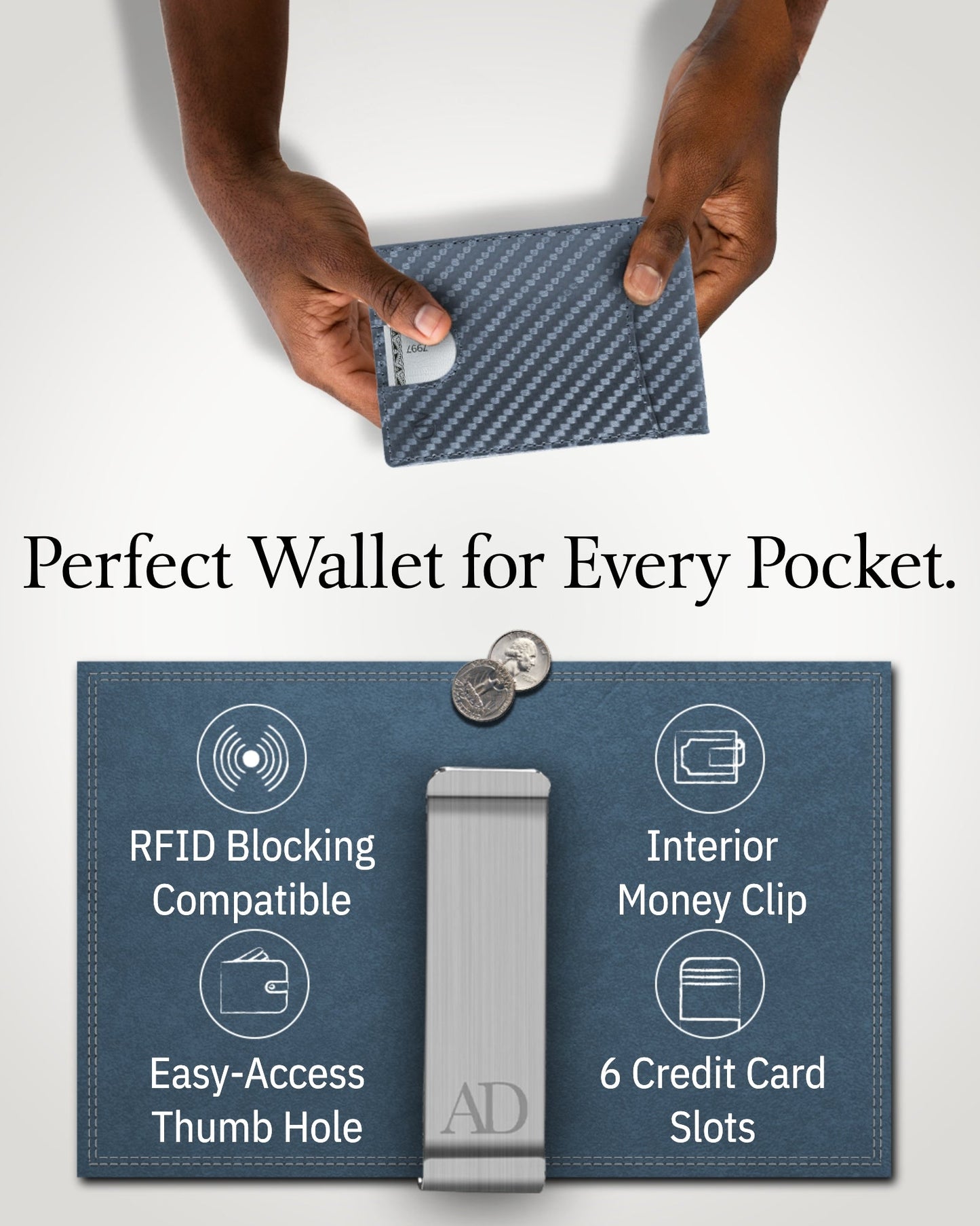 Slim Money Clip Bifold Wallet
