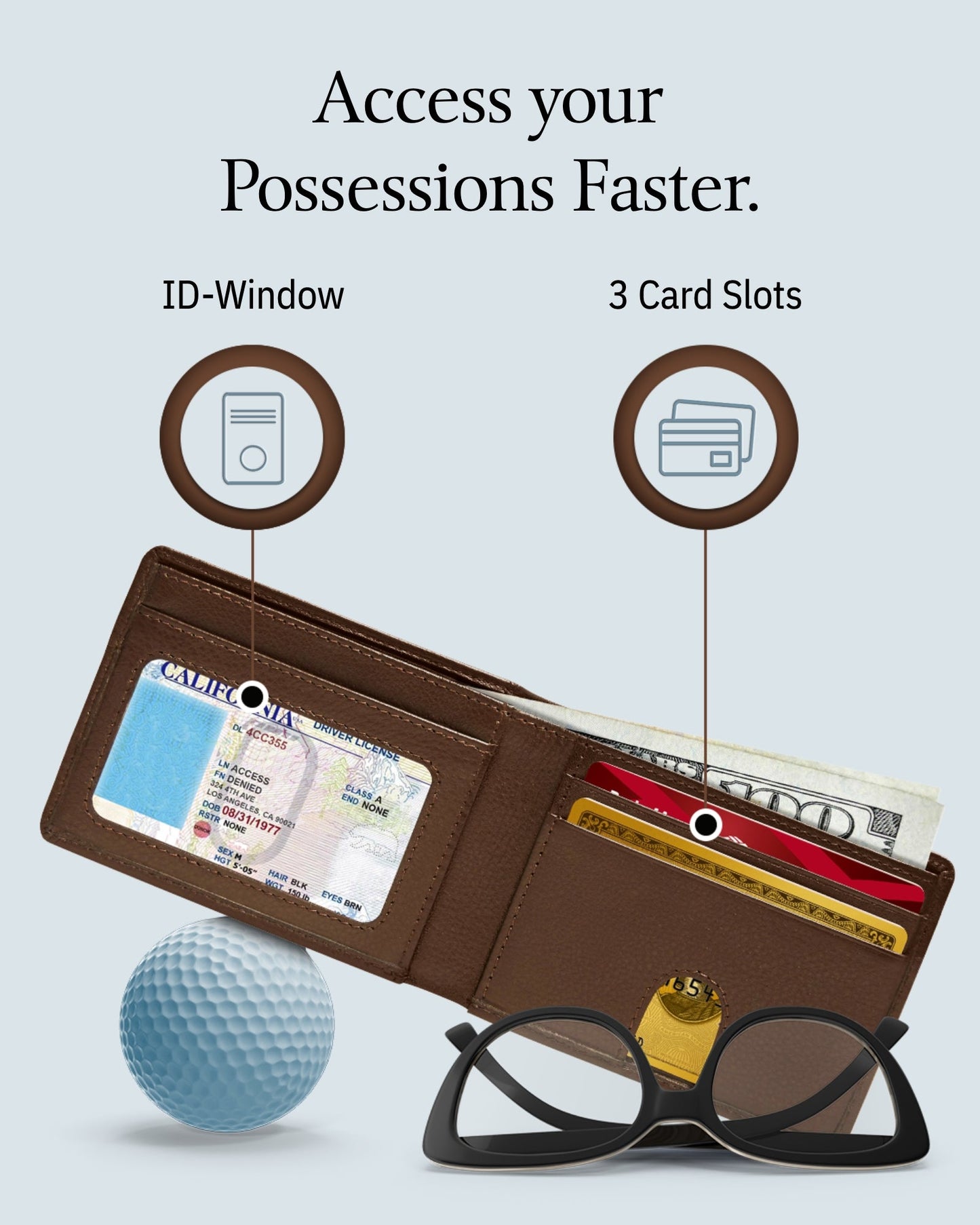 Pull Strap Bifold Wallet