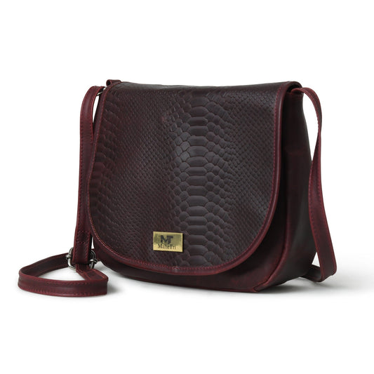 The Croco Satchel- Cherry Red