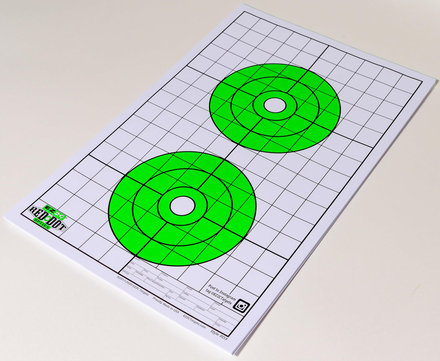EZ2C Targets Style RD3: Two 6" Bullseyes Paper Targets 11"x17" USA Made
