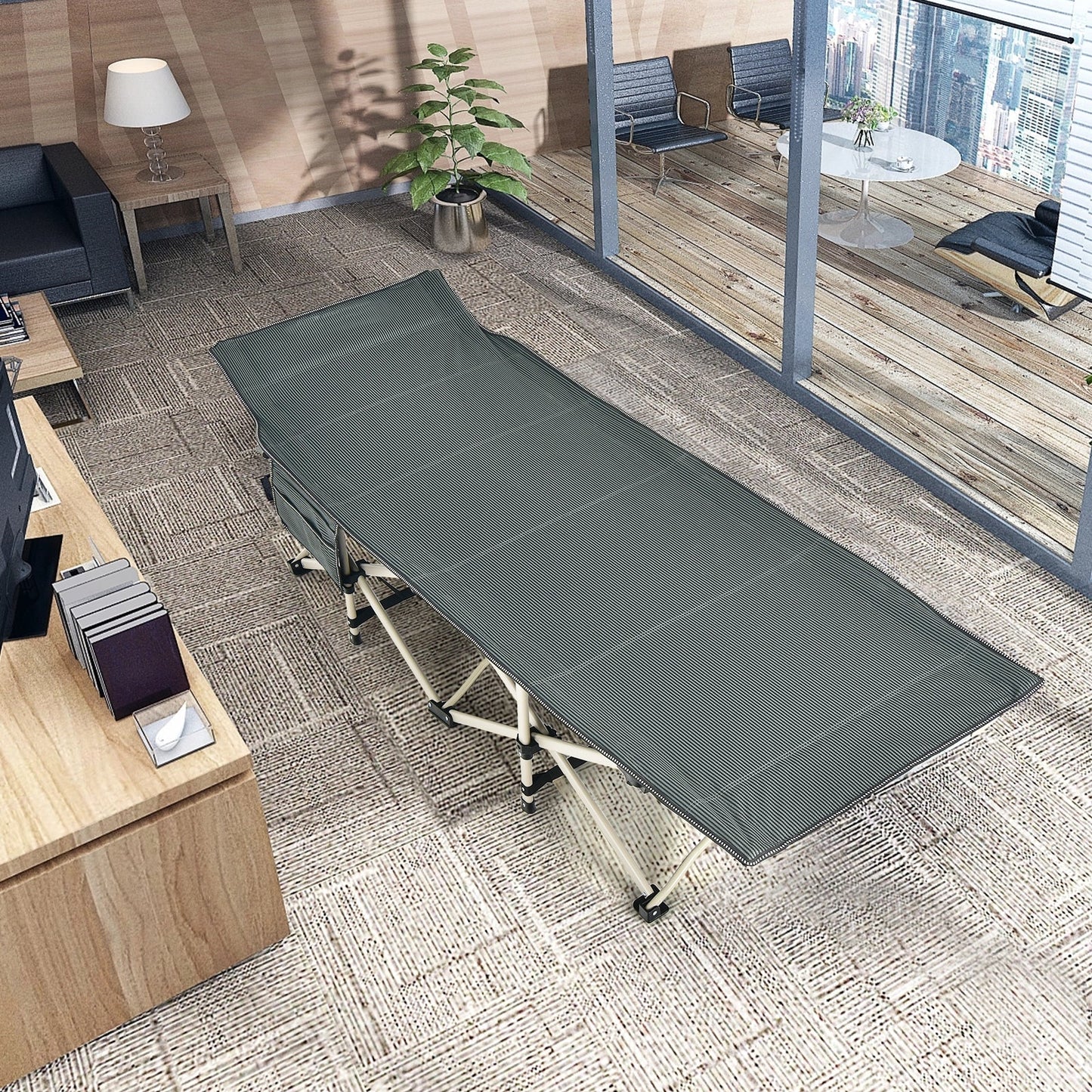 28.5 Inch Extra Wide Sleeping Cot for Adults with Carry Bag-Green