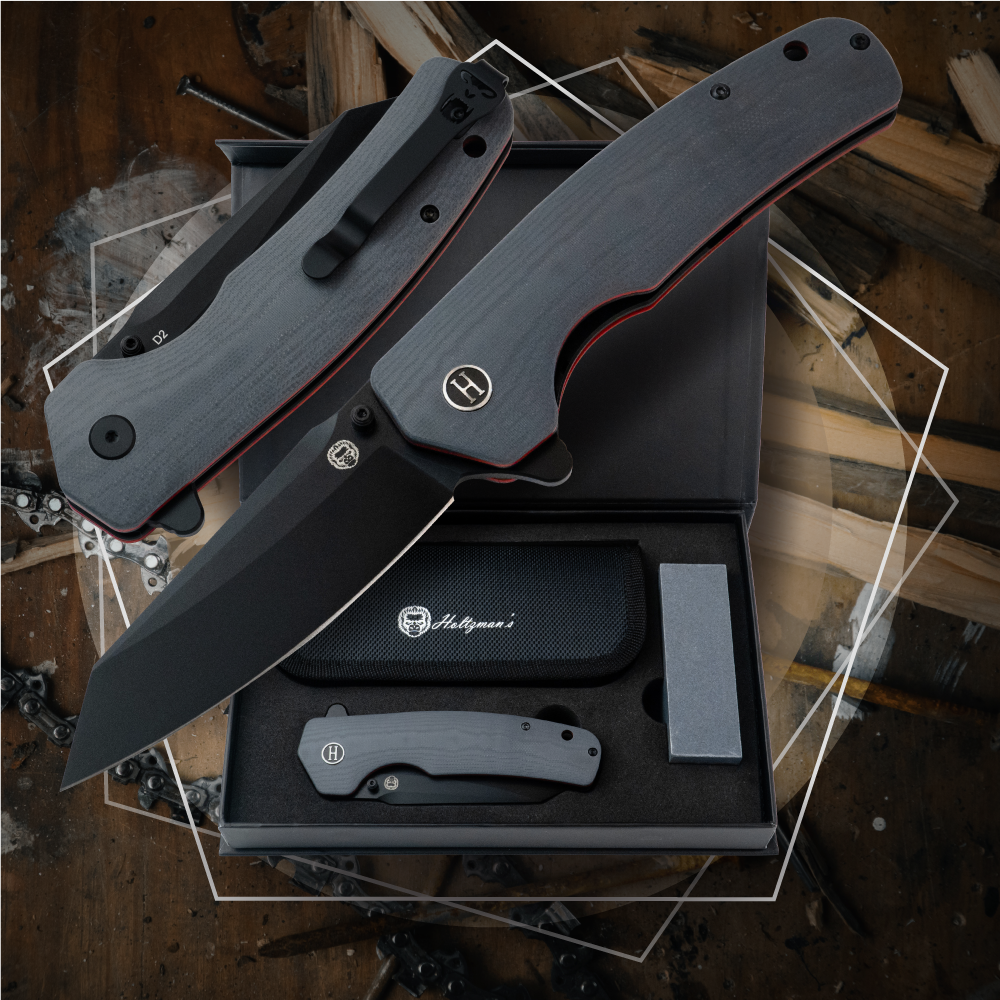 The Clip Point Folding Pocket Knife Giftset for Men and Women (Grey and Red)