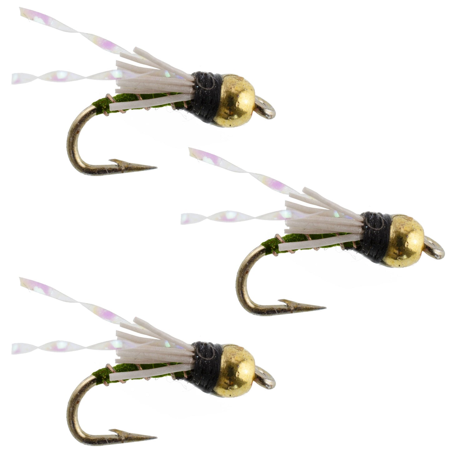 3 Pack Beadhead Olive 3 Dollar Dip Serendipity Wet Fly Fishing Flies - Hook Size 18