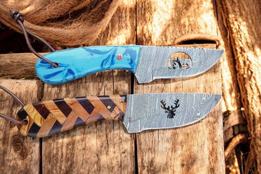 Cowboy Knives Damascus Steel Blades with Unique Wirecut Designs