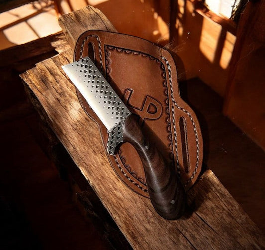 Custom Handmade Bull Cutter Knife with Leather Sheath