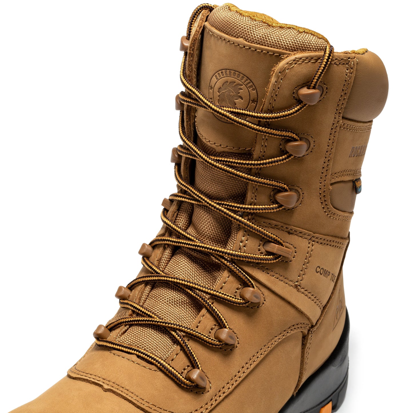 rockrooster Beaufort Men's Brown 8 inch Waterproof Composite Toe Work Boots AK831