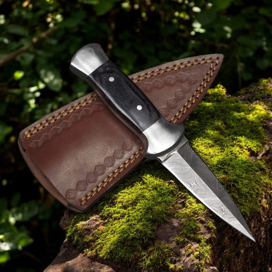 Handmade Boot Knife – 4.25" Damascus Blade & Exotic Wood Handle