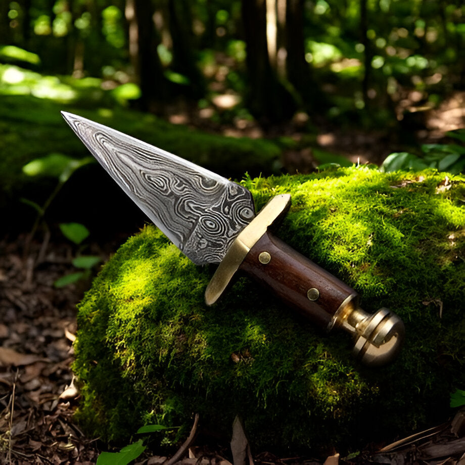 Mini Cowboy Boot Knife - Damascus & Rosewood 7"