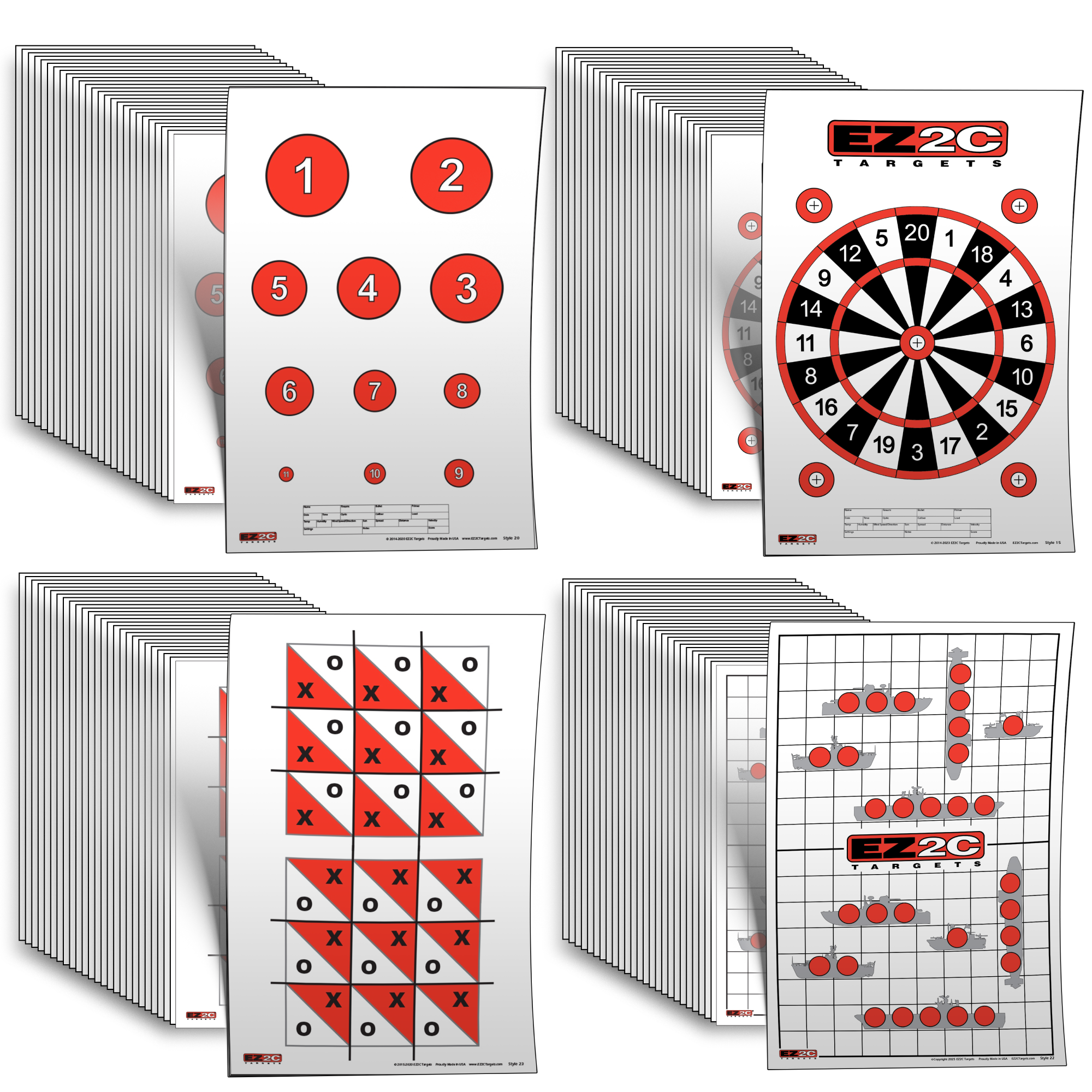 40 EZ2C Targets: Four Fun Game Styles Paper Targets 11