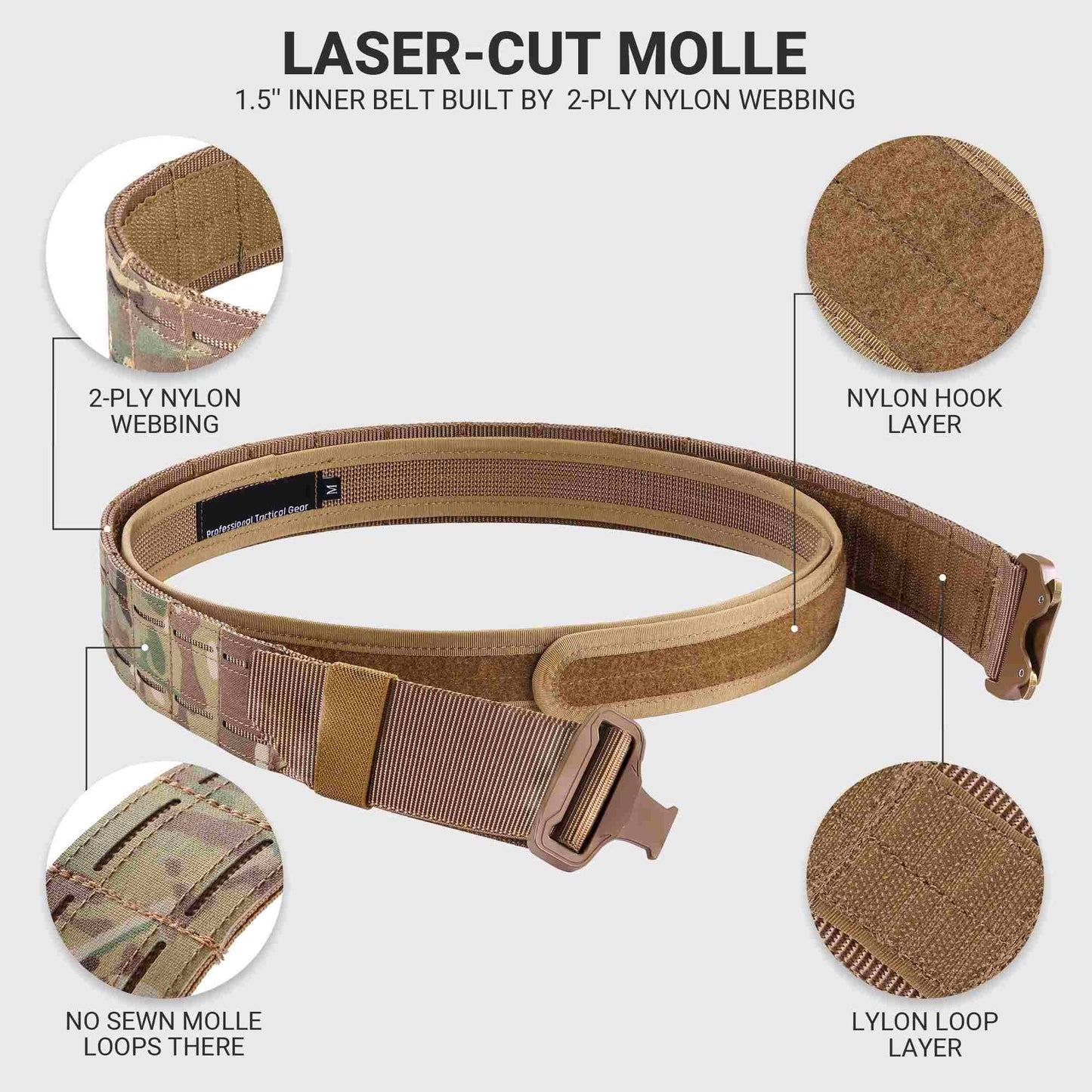 Tactical MOLLE Battle Belt with Quick Release Buckle for Versatile Gear Carrying