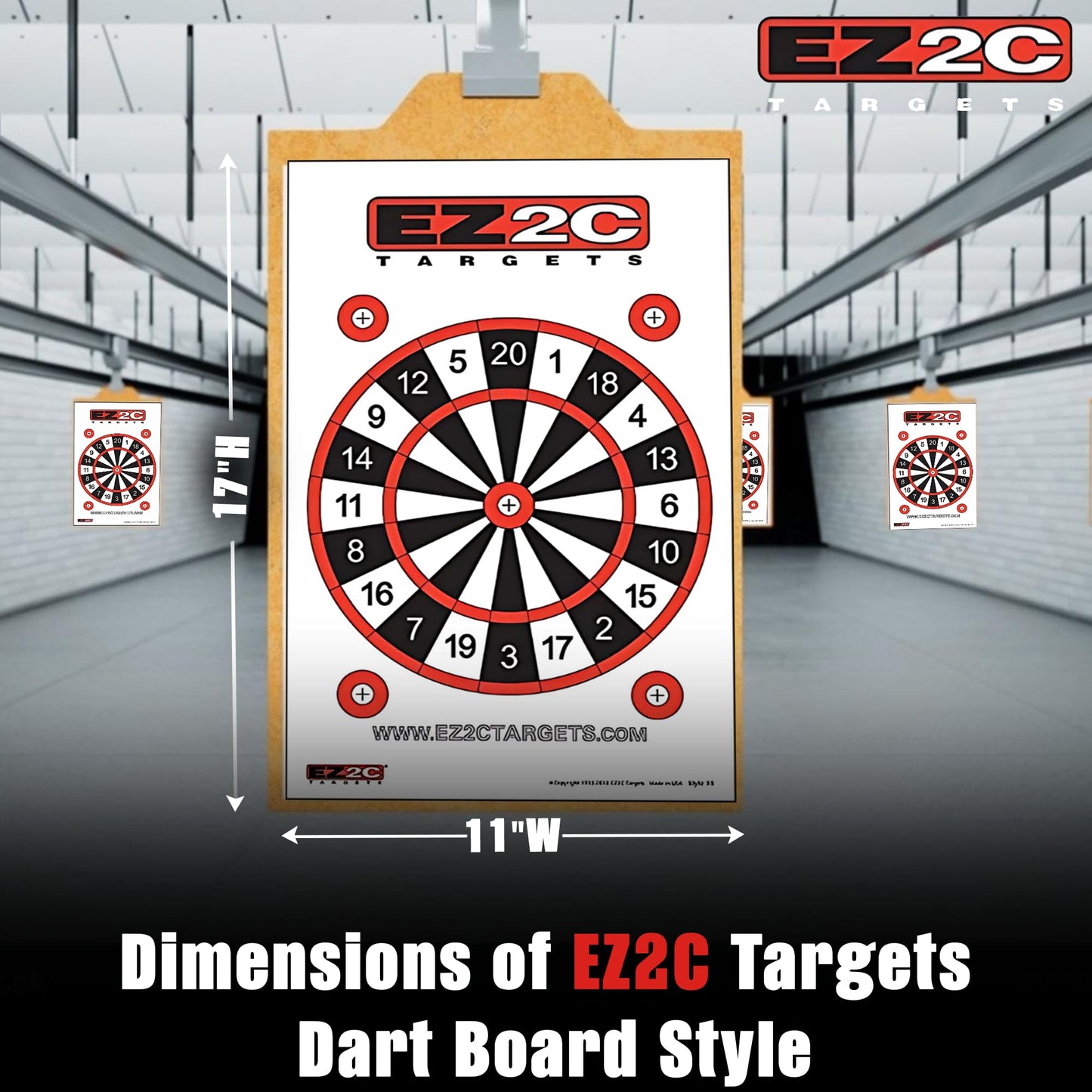 EZ2C Targets #15: Dartboard Paper Shooting Target 11"x17" USA Made