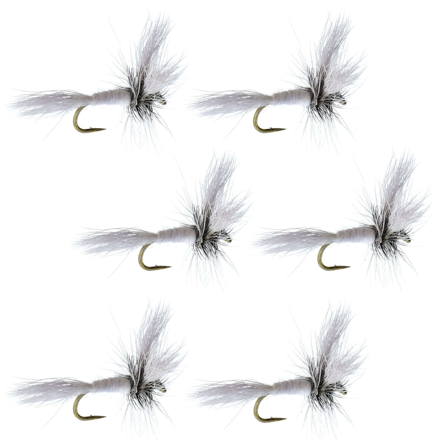 Barbless White Wulff Classic Hair Wing Dry Fly - 6 Flies Hook Size 12
