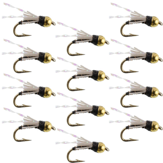 Beadhead Black 3 Dollar Dip Serendipity Wet Fly Fishing Flies - 1 Dozen Flies Hook Size 16