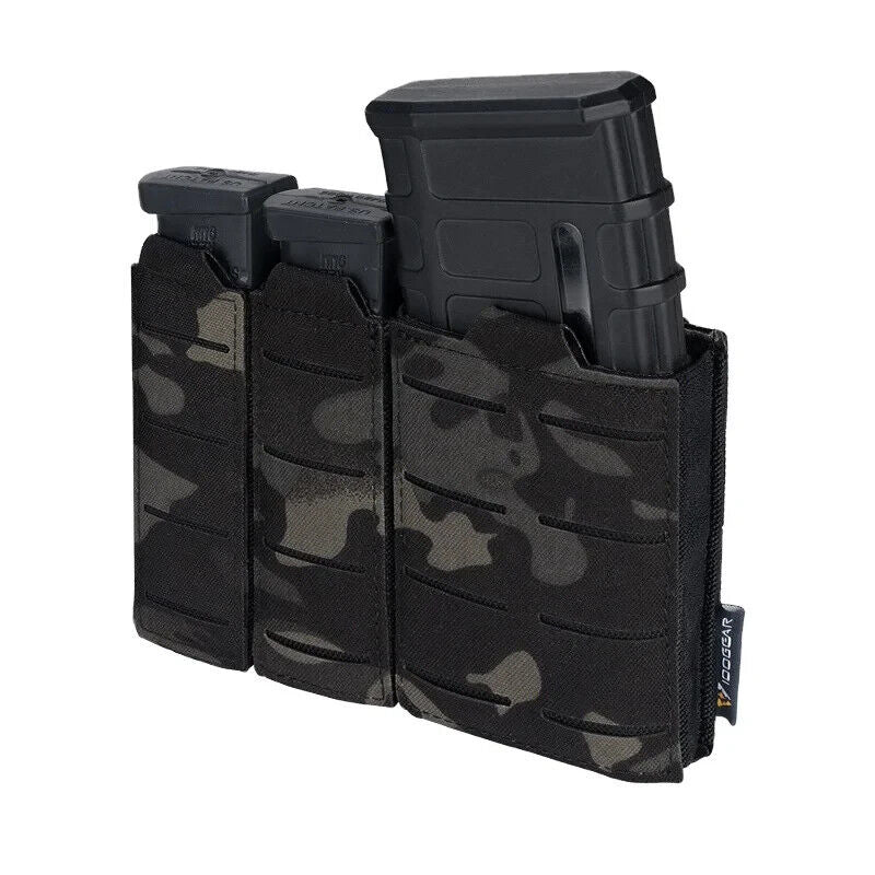 IDOGEAR Tactical Triple Mag Pouch MOLLE, Fits 5.56 & 9mm Magazines, Multi-Color