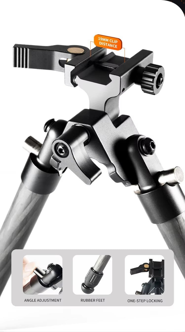 Linkogear HB-C01L Carbon Fiber Tac Bipod – QD Picatinny – Rubber & Spike Feet