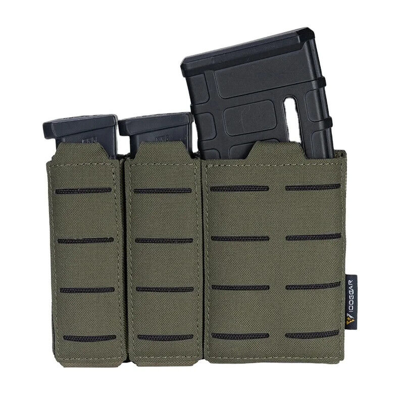 IDOGEAR Tactical Triple Mag Pouch MOLLE, Fits 5.56 & 9mm Magazines, Multi-Color
