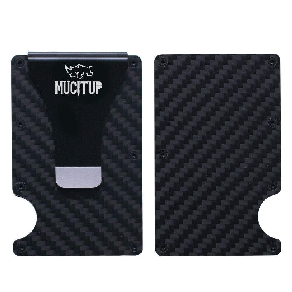 MUCITUP RFID Carbon Fiber Wallet MAGSAFE Slim Minimalist - Holds Cards & Cash
