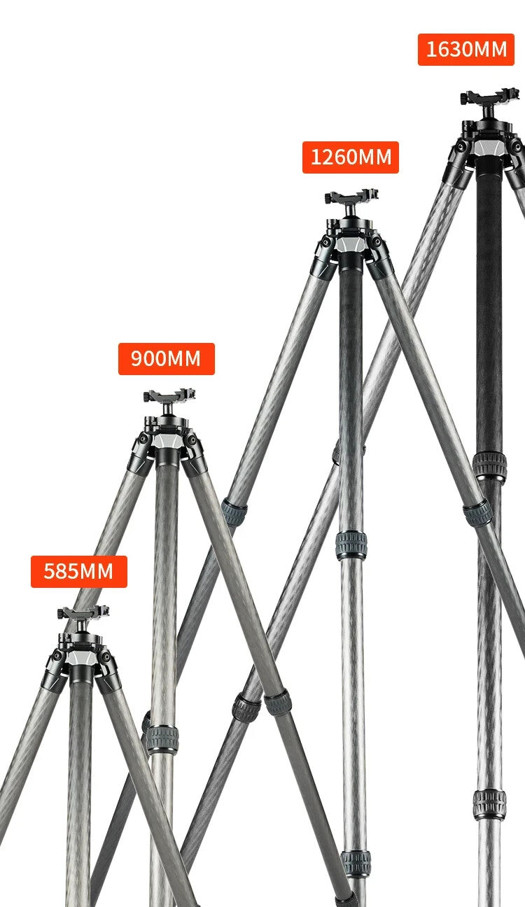 Linkogear Carbon Fiber Tripod – Picatinny/Arca, 64" Max, 66lb Capacity - Brown