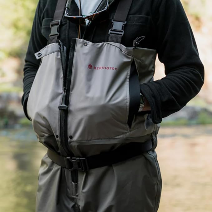 Redington Mens Escape Zip Up Waders - Chest-High Fly Fishing Waders - Waterproof Wader for Men - Boulder/Slate - Medium