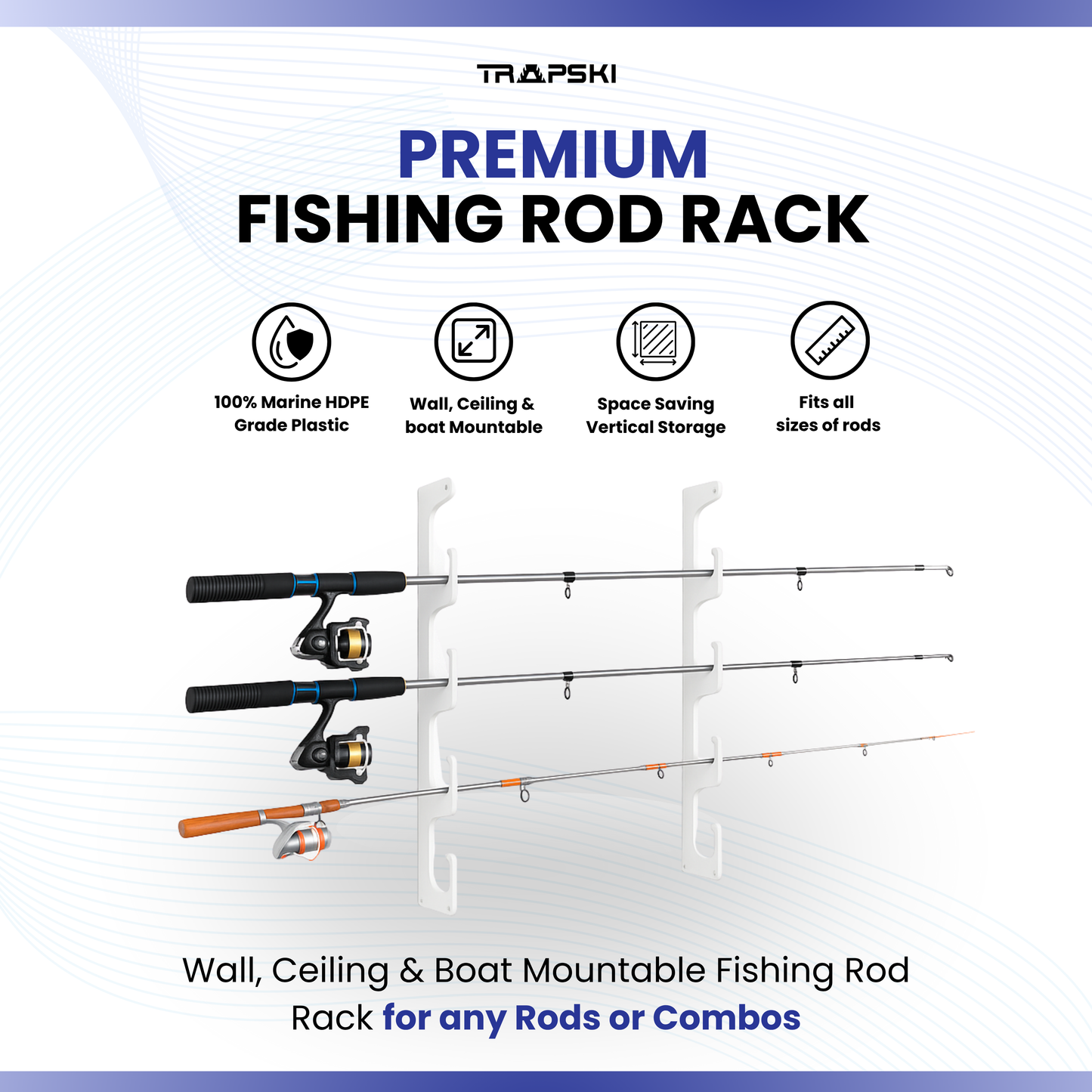 Made in the USA Fishing Rod Rack | Wall or Ceiling Mounted