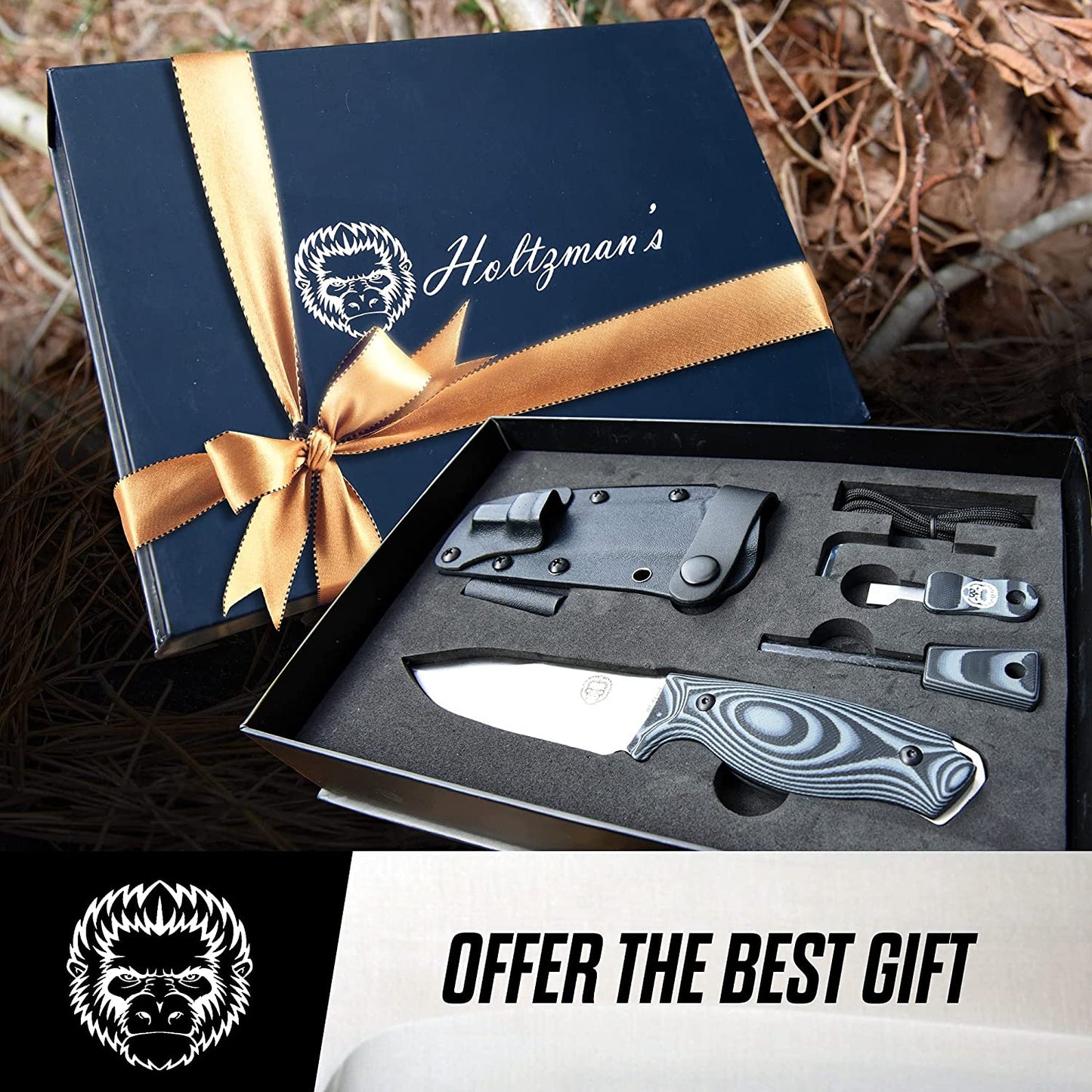 "The Silverback" Full Tang D2 Survival Camping Knife Gift Set