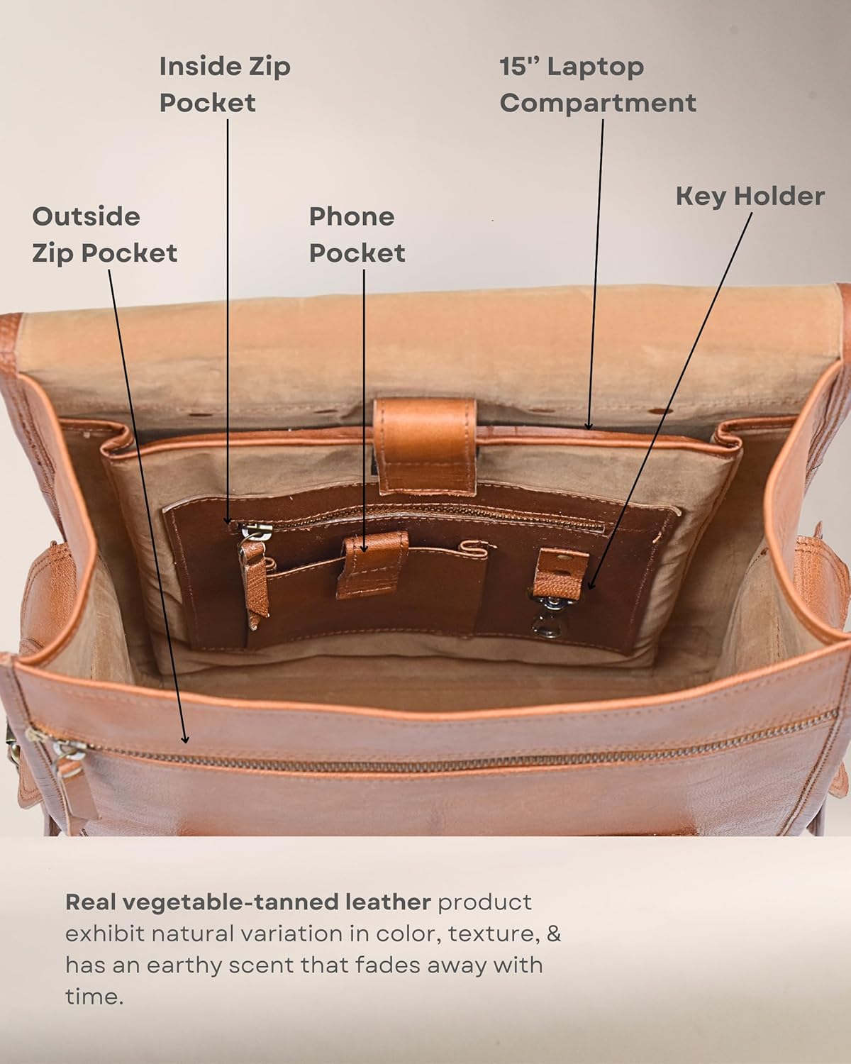 Vintage Leather Backpack Rucksack