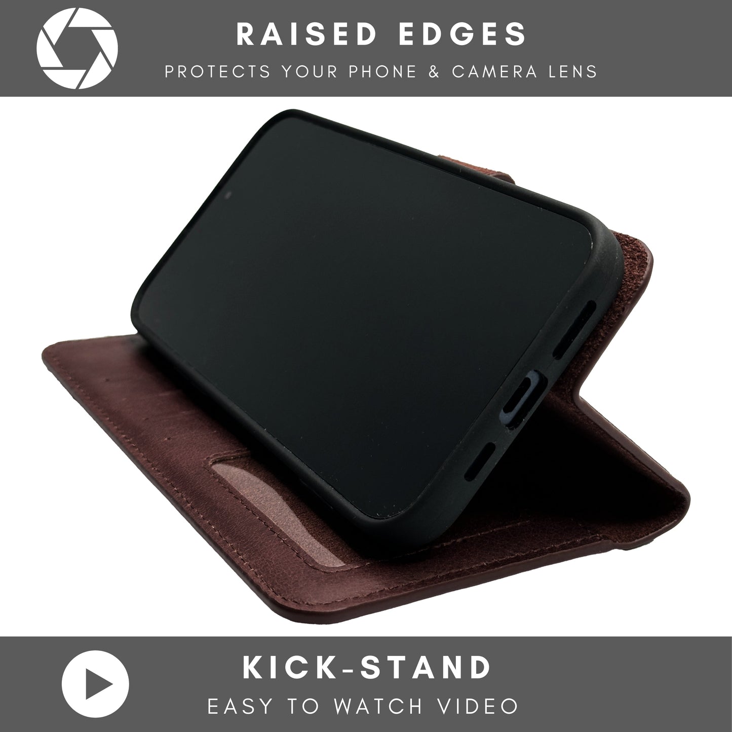 Vegas Premium Leather iPhone 15 Plus Wallet Case with MagSafe | Detachable RFID Blocking Luxury Wallet