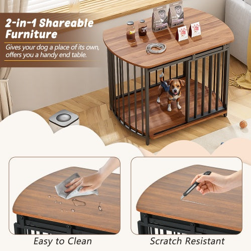 Furniture Style Dog Crate with Double Doors for Small and Medium Dogs