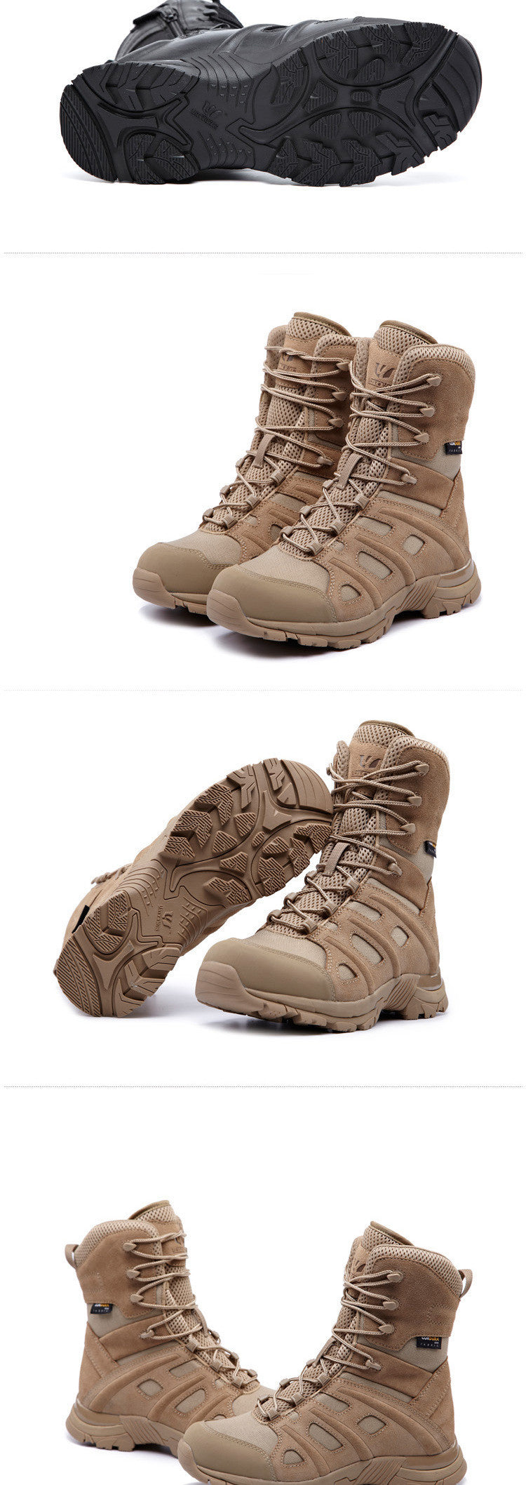 Non-Slip Black Leather Combat Boots for Maximum Comfort and Stability
