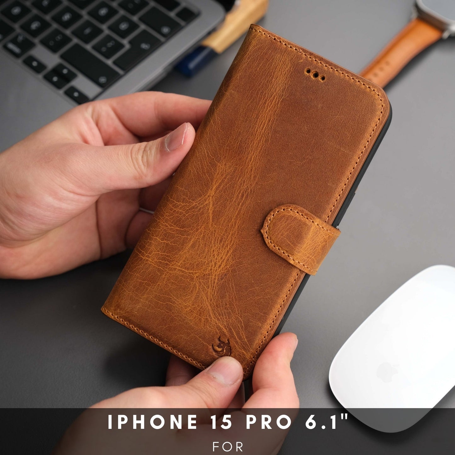 Casper Leather iPhone 15 Pro Wallet Case | Detachable MagSafe Compatible RFID Protection