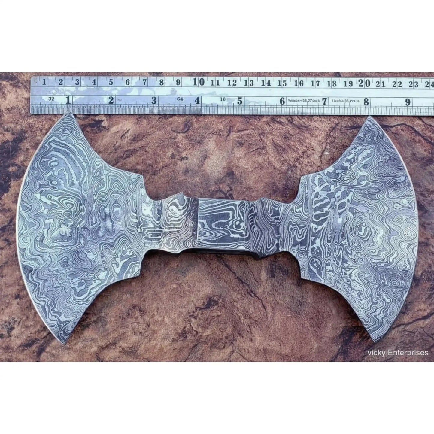 9 Inch Wide Double Bit Damascus Axe Head