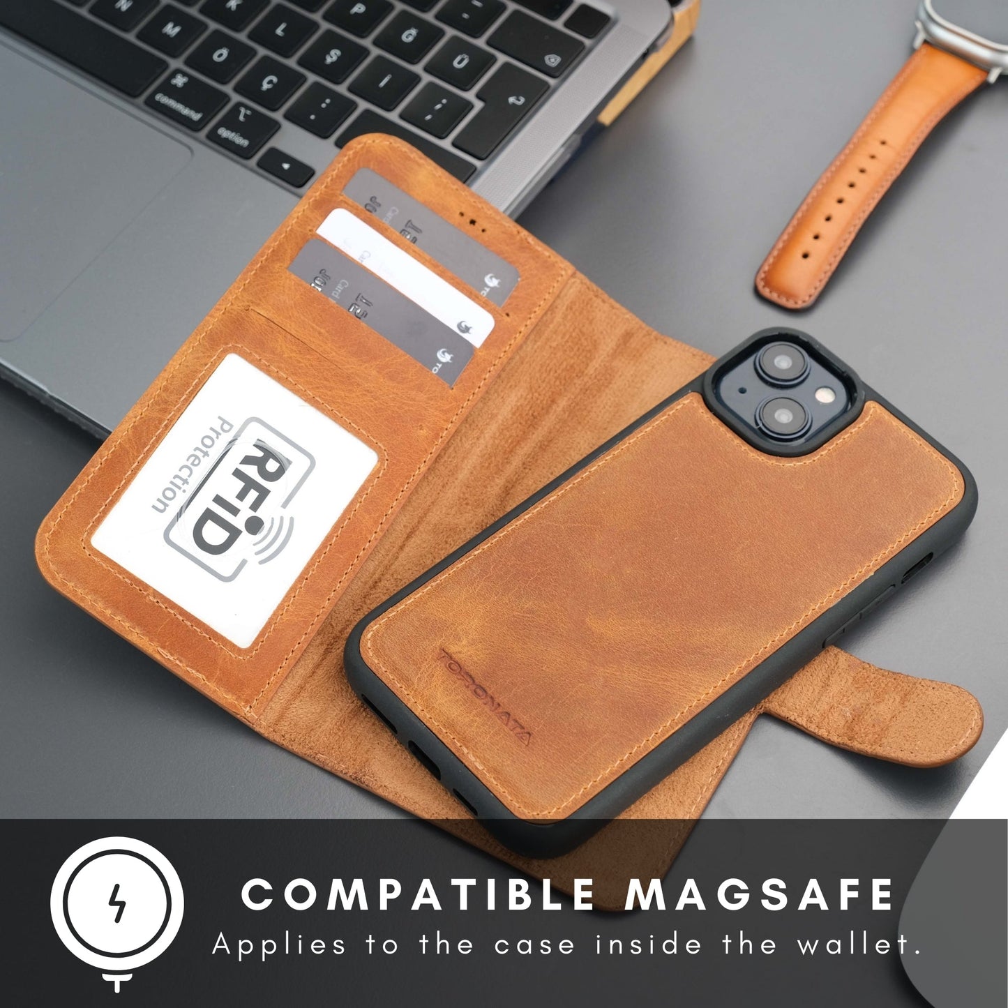 Casper Leather iPhone 14 Plus Wallet Case | MagSafe