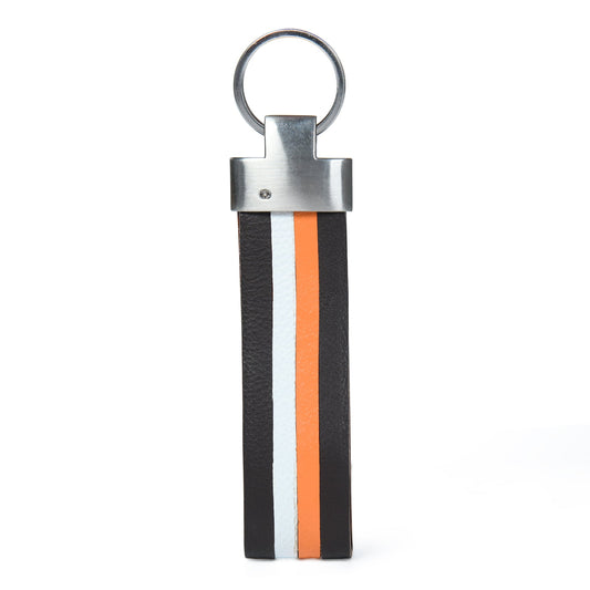 Multi-colored Leather Stripped Keychain