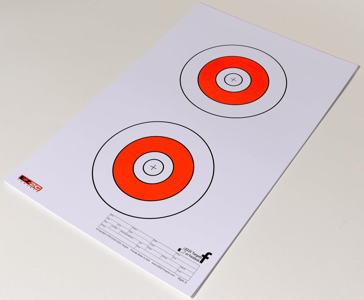 Double Shot Target EZ2C Targets Style 2: Double Bullseye Paper Shooting Range Targets USA ...