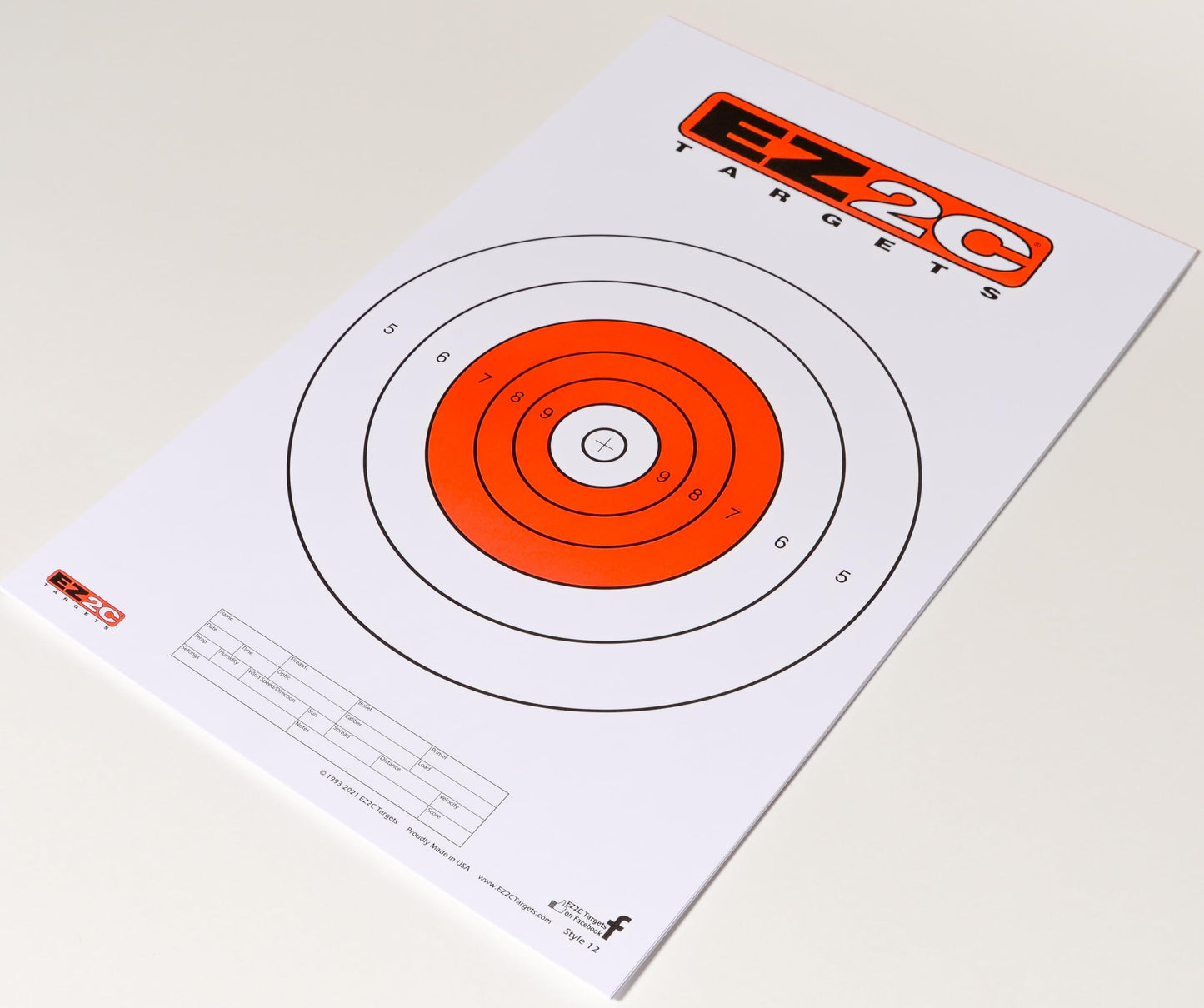 EZ2C Targets Style 12: Paper Shooting Targets for B16 11"x17" USA MADE