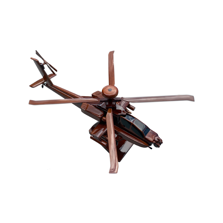 AH-64 ( AH64 ) Apache Mahogany Wood Desktop Helicopter Model