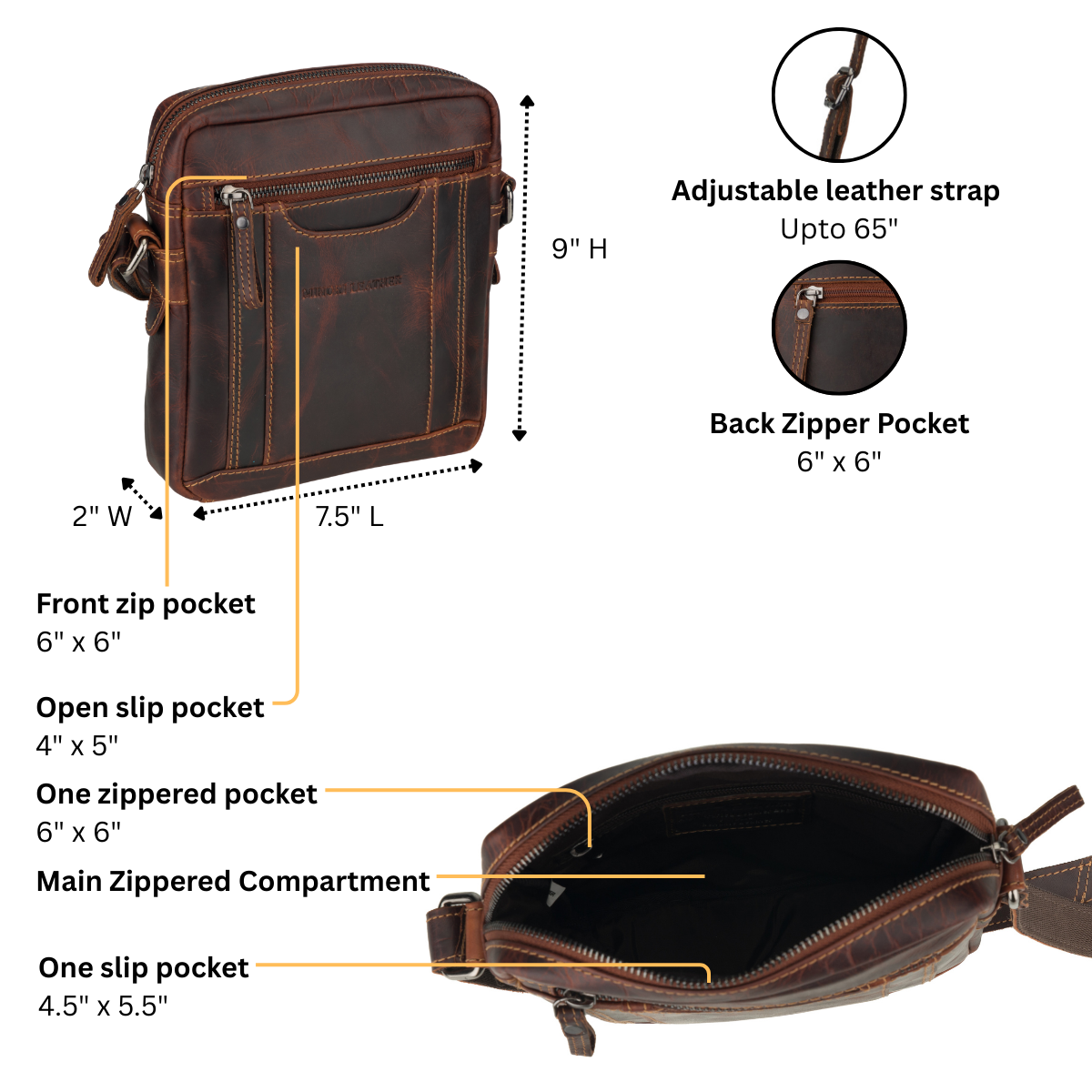 Asheville Messenger Bag Chestnut