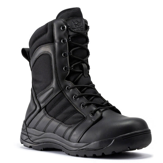 Botas Pro Black Men's 8 inch Side Zipper Rubber Sole Tactical Boots BMP110BK
