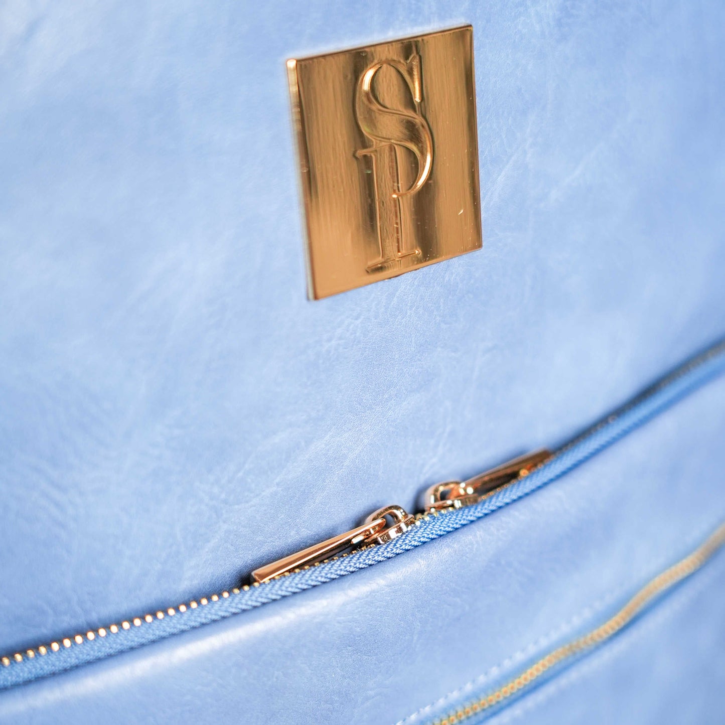 Baby Blue Leather Commuter Bag