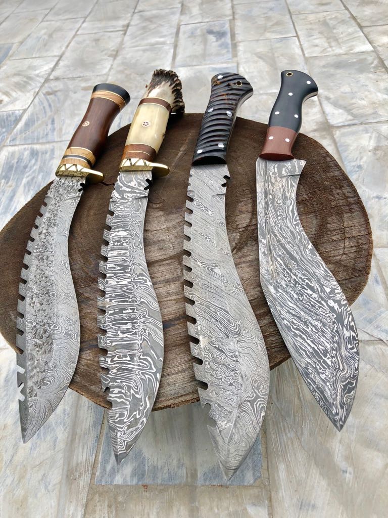 Best Kukri Knife Design – Damascus Blade Set of 4