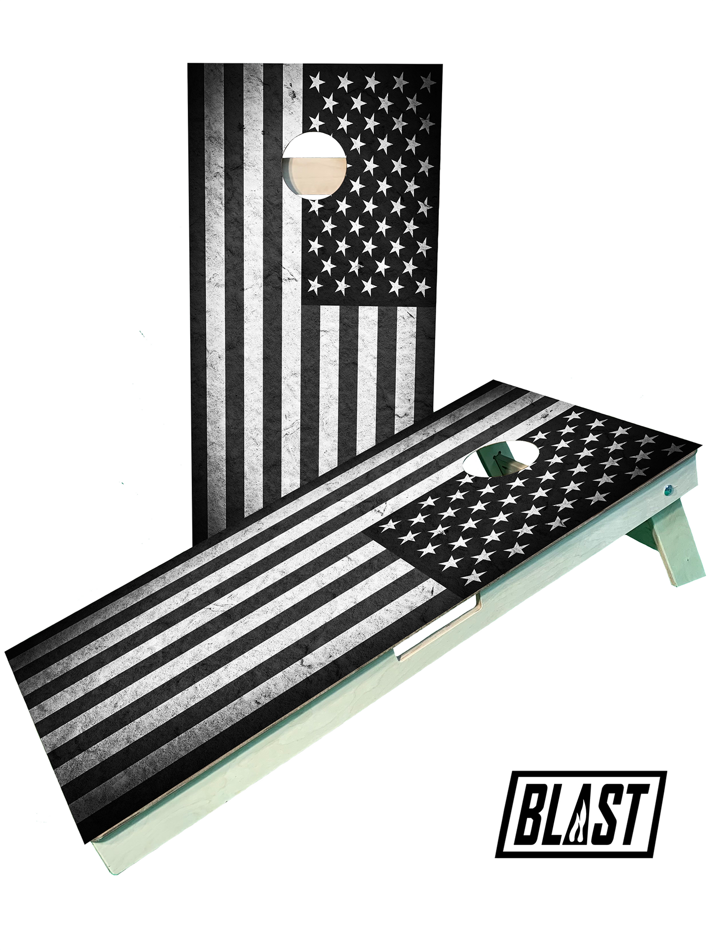 Black and White American Flag Cornhole Boards