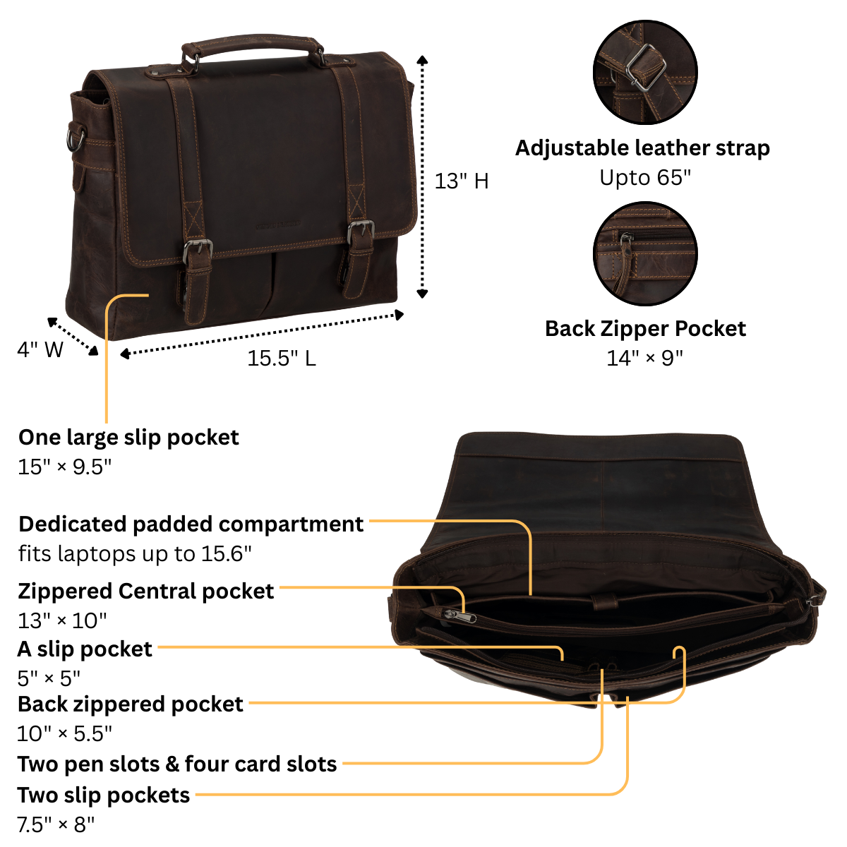 Boston Briefcase 16" Brown