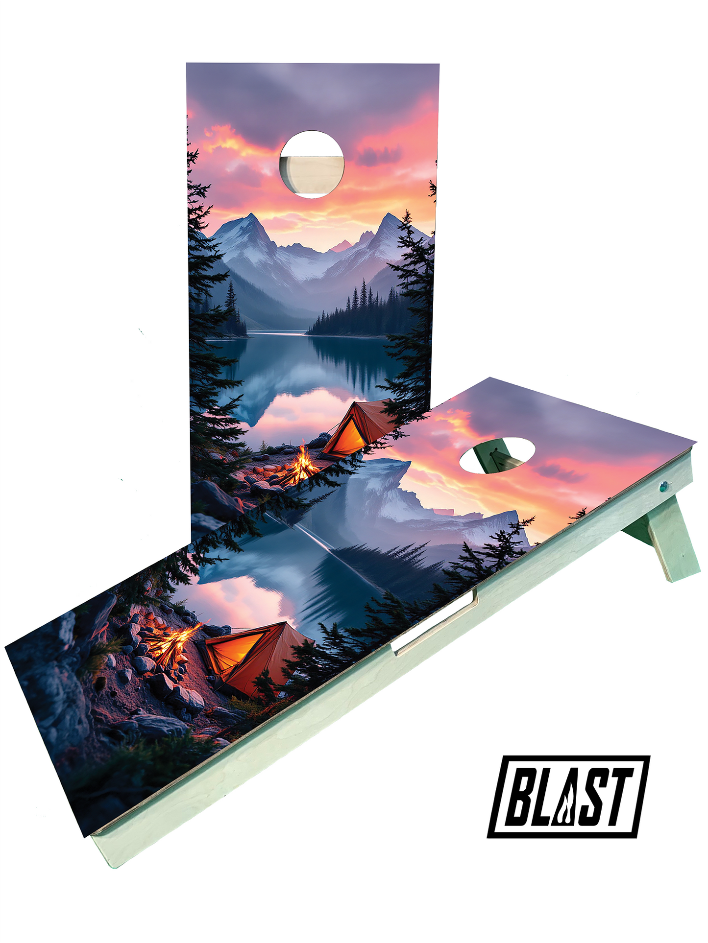 Camping Theme Mountains Cornhole Set