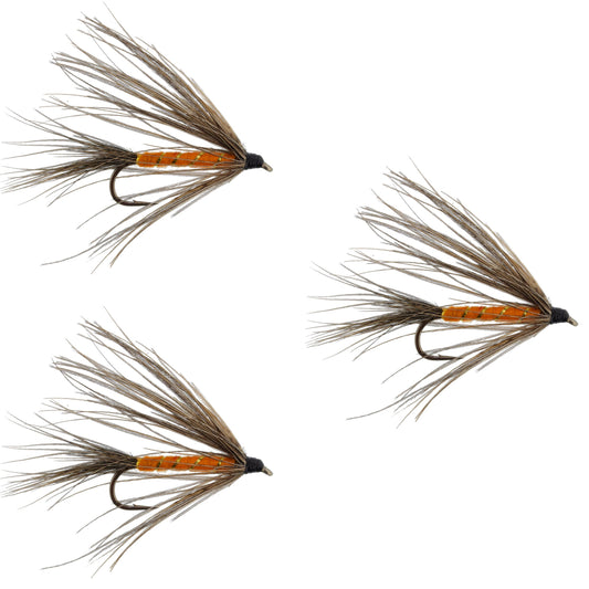 3 Pack Carey Special Soft Hackle Grouse and Orange Wet Fly - Hook Size 10 .