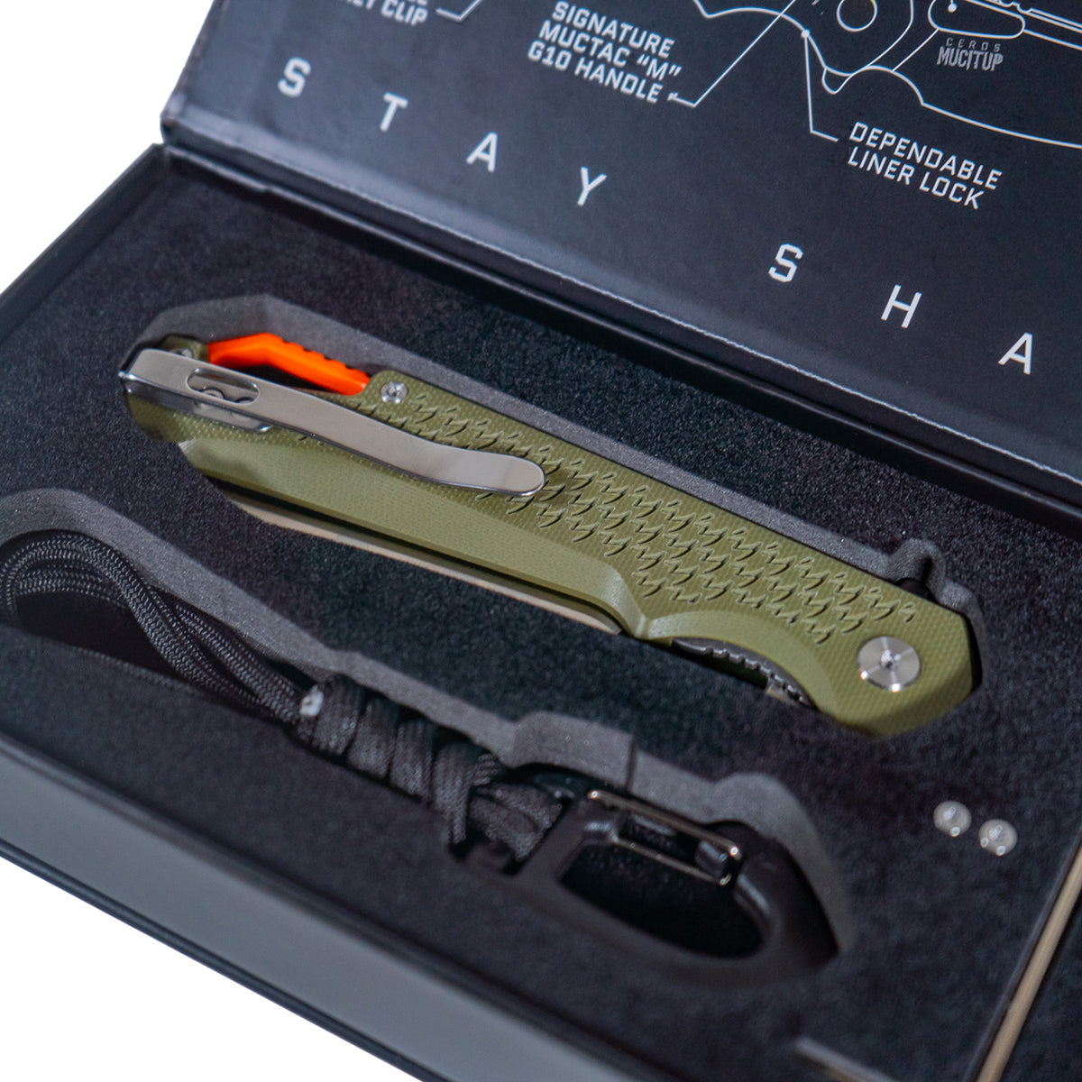 MUCTAC Ceros - Folding EDC | D2 Steel | OD Green G10 Handle | Liner Lock Design