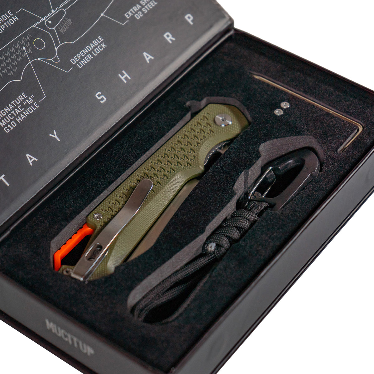 MUCTAC Ceros - Folding EDC | D2 Steel | OD Green G10 Handle | Liner Lock Design