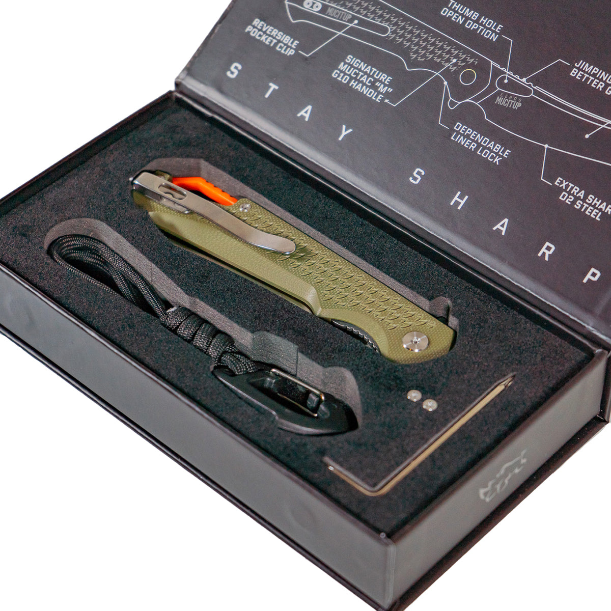 MUCTAC Ceros - Folding EDC | D2 Steel | OD Green G10 Handle | Liner Lock Design