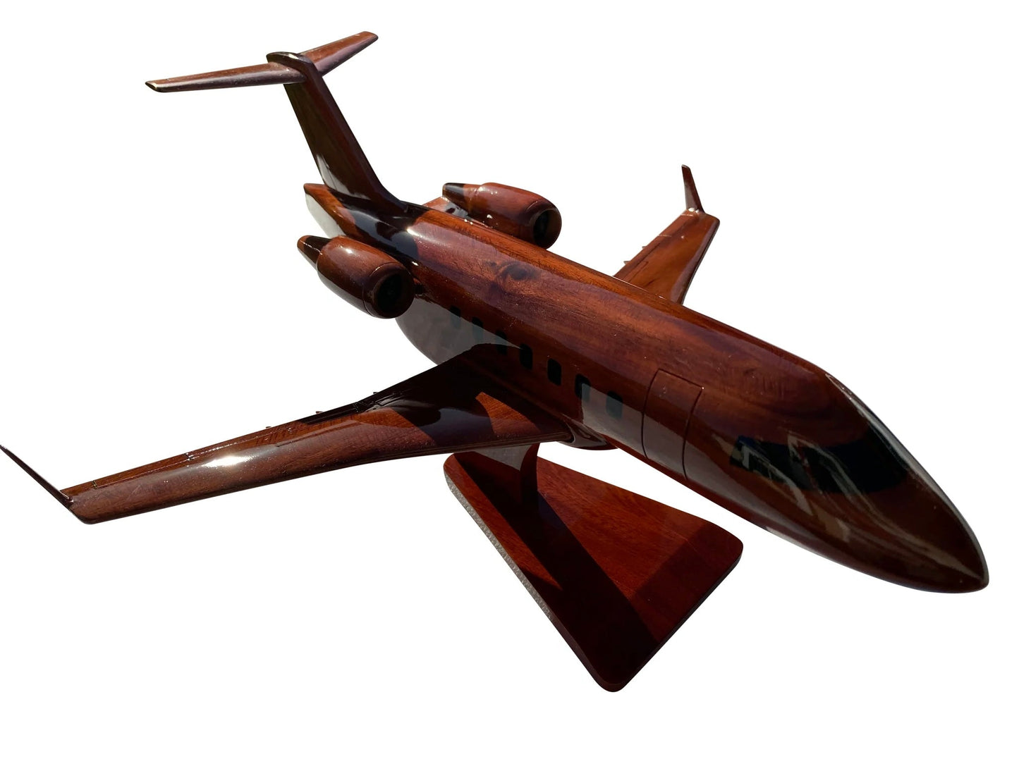 Bombardier Challenger 604 Mahogany Wood Desktop Airplane Model